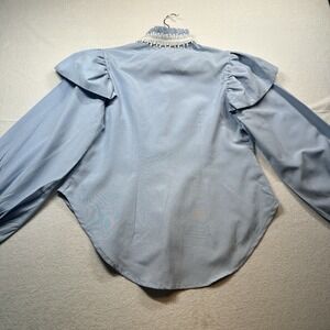 Christie Brown Women's Blue 3D Lantern‎ Sleeve Blouse Loose Fit Size 16